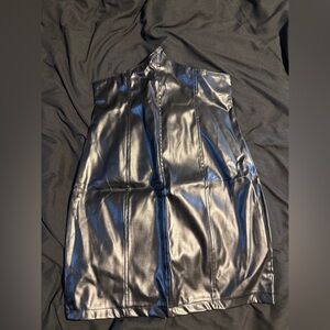 Black Faux Leather corset pencil skirt